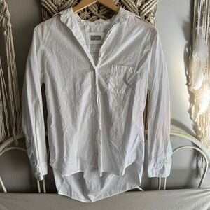 Grayson The Hero White Cotton Button Down Shirt High Low Hem Size 02